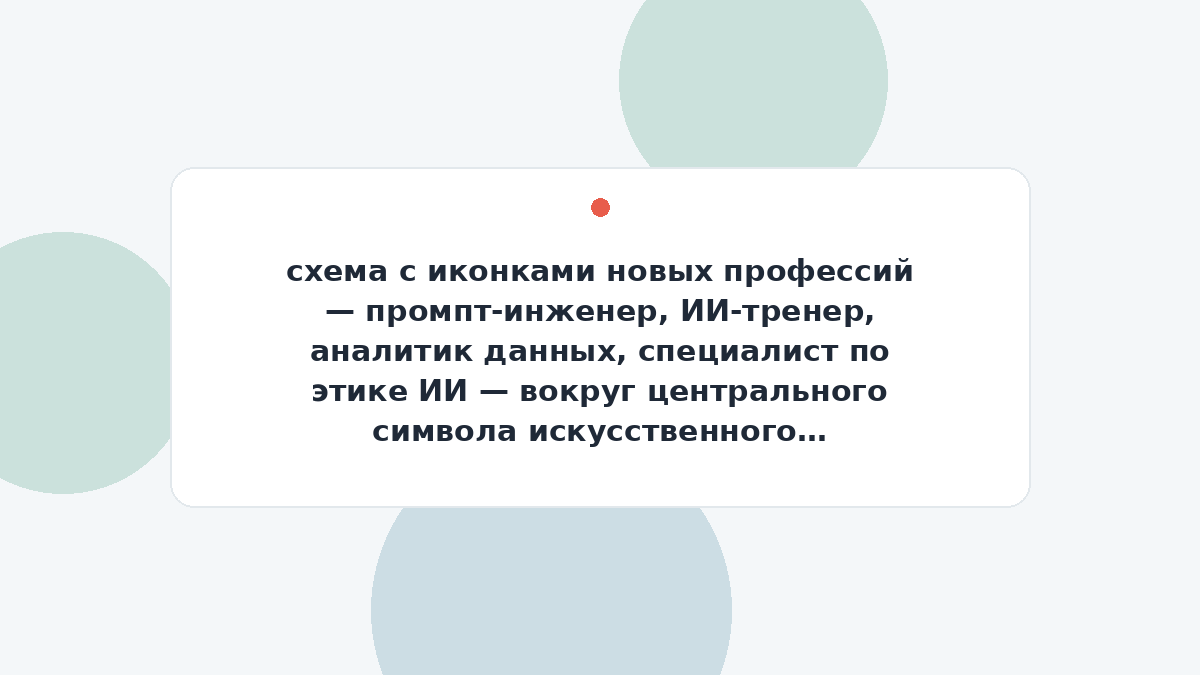 схема с иконками новых профессий — промпт-инженер, ИИ-тренер, аналитик данных, специалист по этике ИИ — вокруг центрального символа искусственного интеллекта