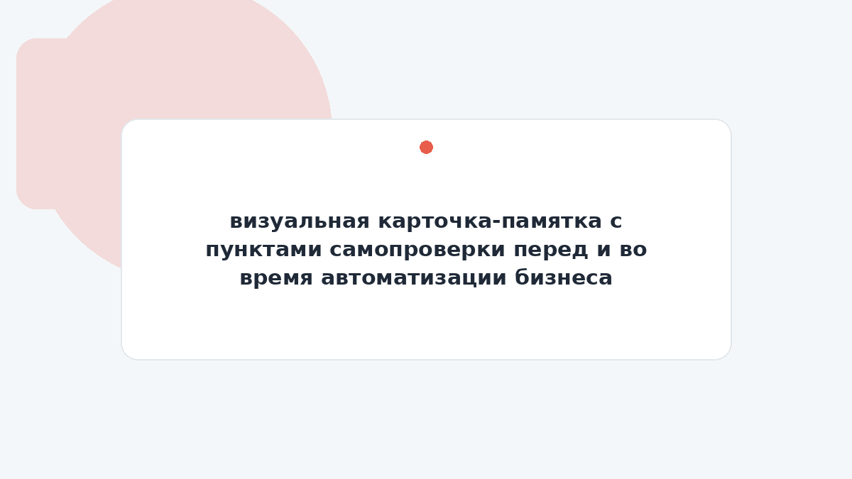 визуальная карточка-памятка с пунктами самопроверки перед и во время автоматизации бизнеса
